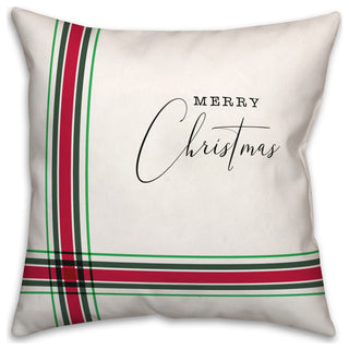 Merry Christmas Plaid 18x18 Spun Poly Pillow