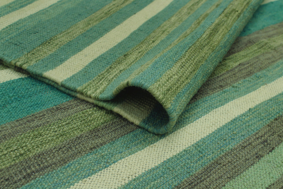 Winchester Kilim Olabisi Green/Ivory Rug, 6'4x9'5