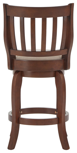 Rosann Slat Back Linen 24" Swivel Counter Stool, Beige