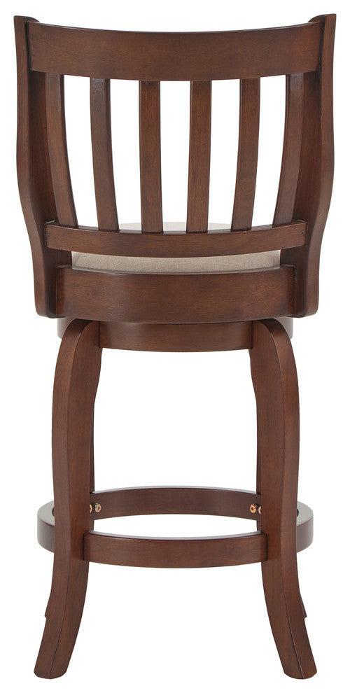 Rosann Slat Back Linen 24" Swivel Counter Stool, Beige