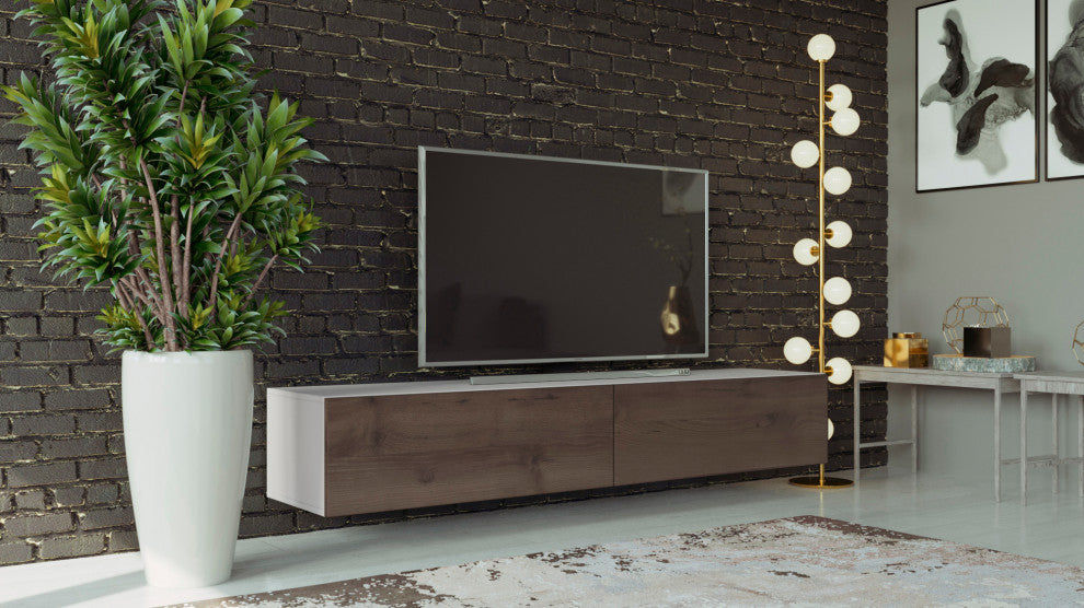LIDO RTV TV Stand, White/Beech