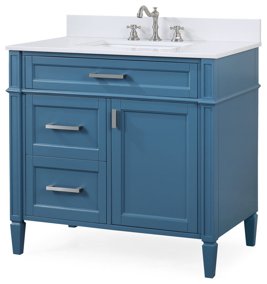 36" Tennant Brand Durand Modern Teal Blue Bathroom Sink Vanity