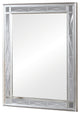 Benzara BM280365 Vanity Mirror, Etched Glass Trim, Wood Frame, Metallic Silver
