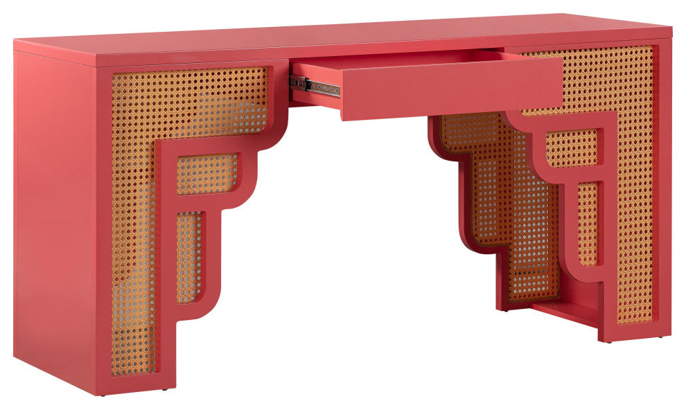 Suzie Rattan Executive Desk, Pink