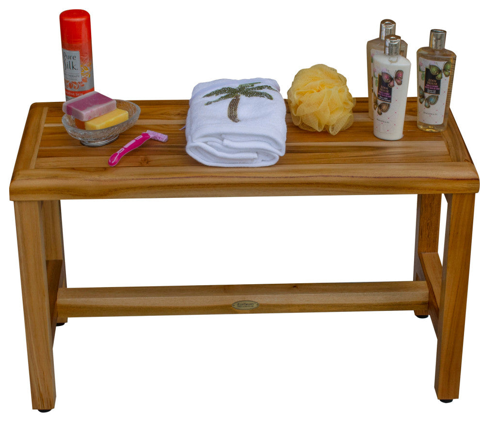 EcoDecors EarthyTeak Classic 35" Teak Shower Bench, 30"