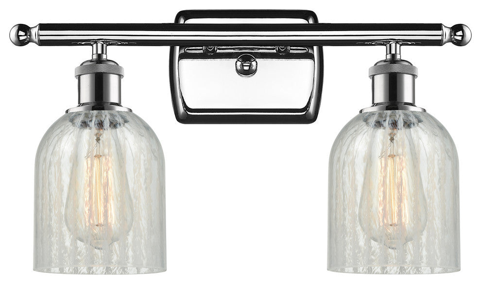 2-Light Caledonia 16" Bath Fixture, Polished Chrome, Shade: Mouchette