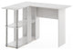 Furinno Abbott L-Shape Desk With Bookshelf White Oak Stainless Steel Tubes