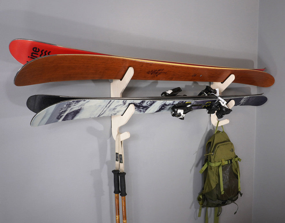 Ski Rack - The Hallsteiner Series Horizontal Ski Wall Mount, Birch, Show-Off