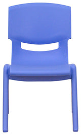 4 Pack Plastic Stackable School Chairs with 10.5" Seat Height, Blue