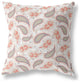 26" Red Beige Boho Paisley Indoor Outdoor Throw Pillow