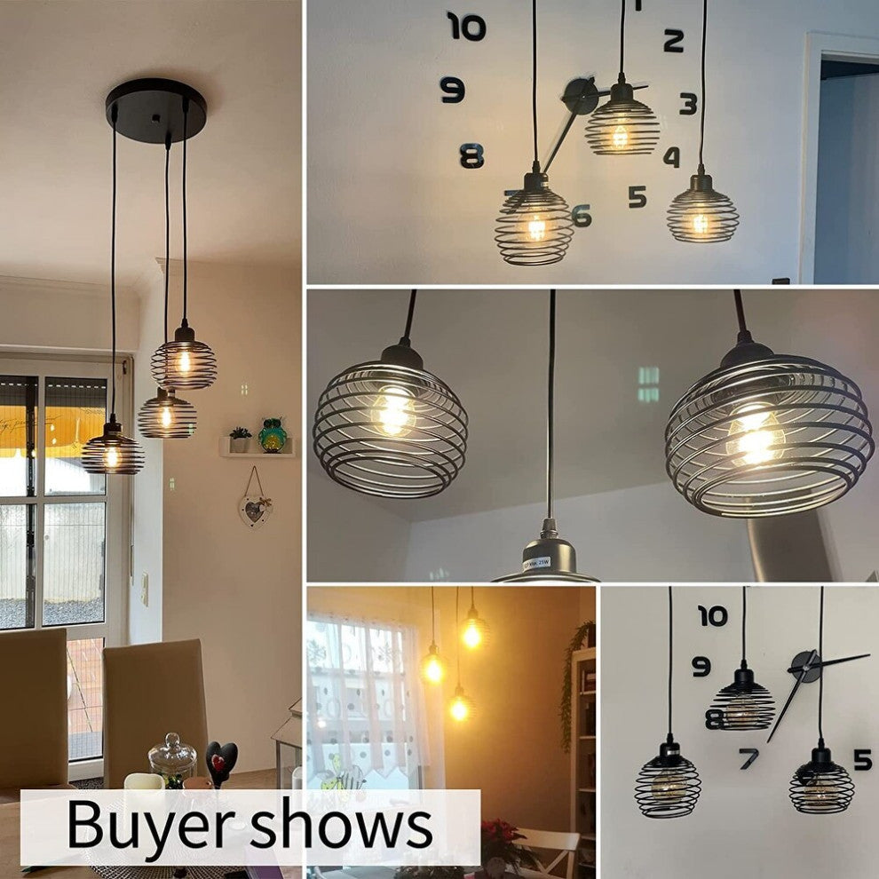 Industrial Hanging Ceiling Light Over Island Cage Black Pendant Light Fixture