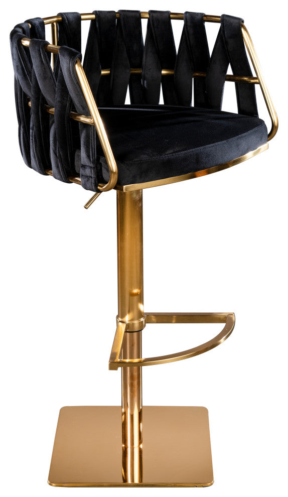 Milano Adjustable Swivel Bar Chair Stool, Black/Gold