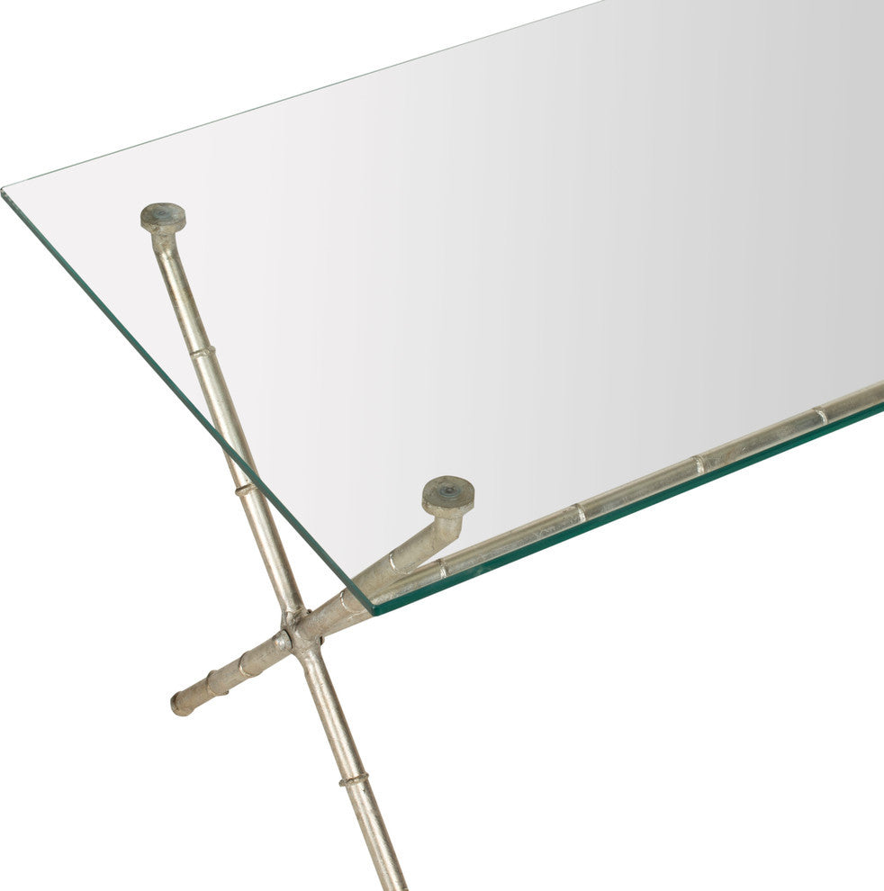 Safavieh Brogen Accent Table, Silver, Clear Glass Top