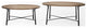 Helios I, Set of 2 Brown Solid Wood Top Black Metal Base Nesting Coffee Tables