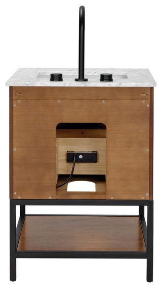 Diamond 24" Bath Vanity, Walnut/Matte Black, 24", Marble Top