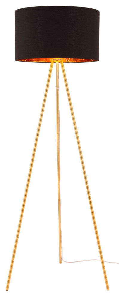Floor Lamp Light, Steel Metal, Black, Gold, Kitchen Lounge Cafe Bistro Lobby