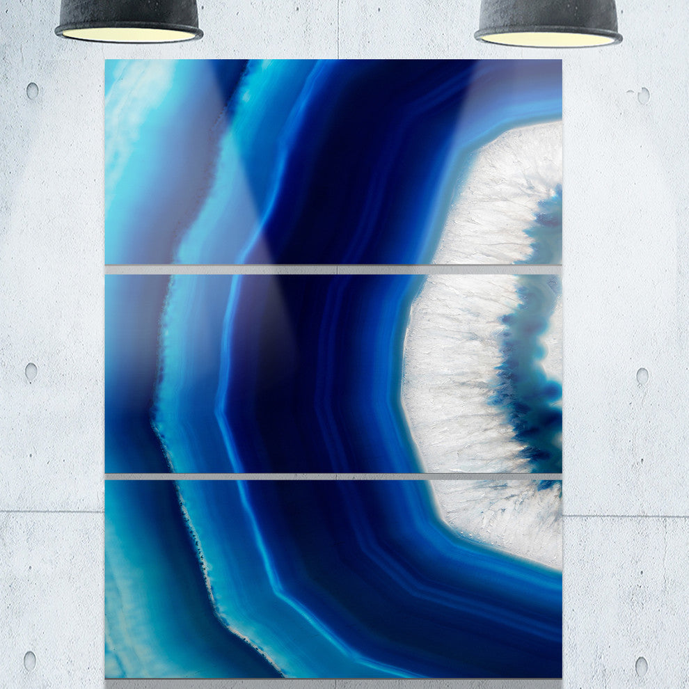 "Blue Agate Crystal" Digital Metal Wall Art, 3 Panels, 28"x36"