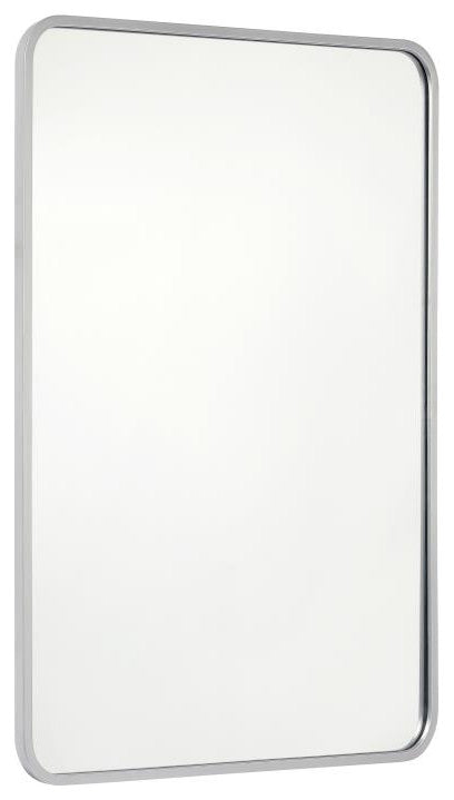 Jada Decorative Wall Mirror with Rounded Corners, Matte Silver, 40" X 30"