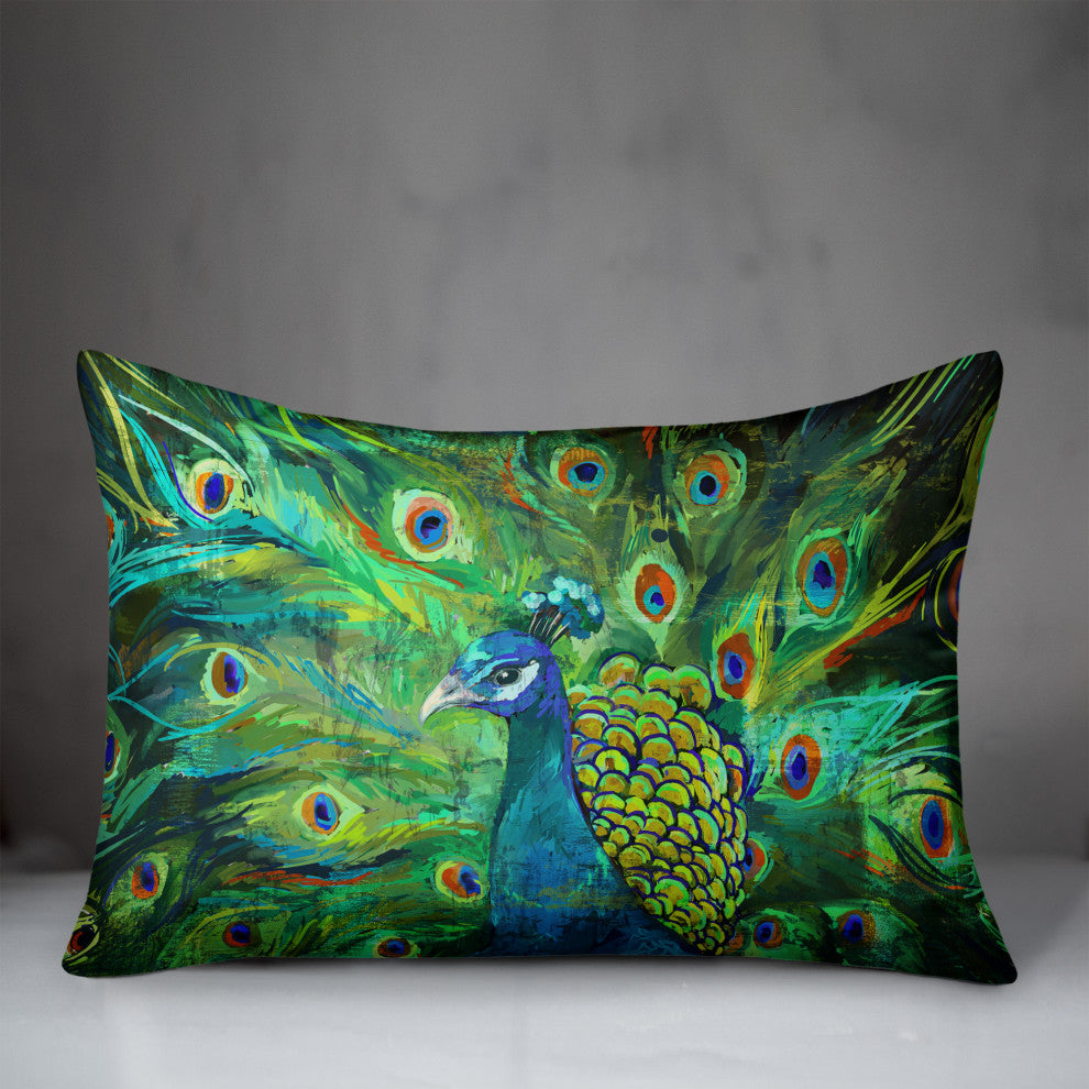 Peacock Power 14x20 Spun Poly Pillow