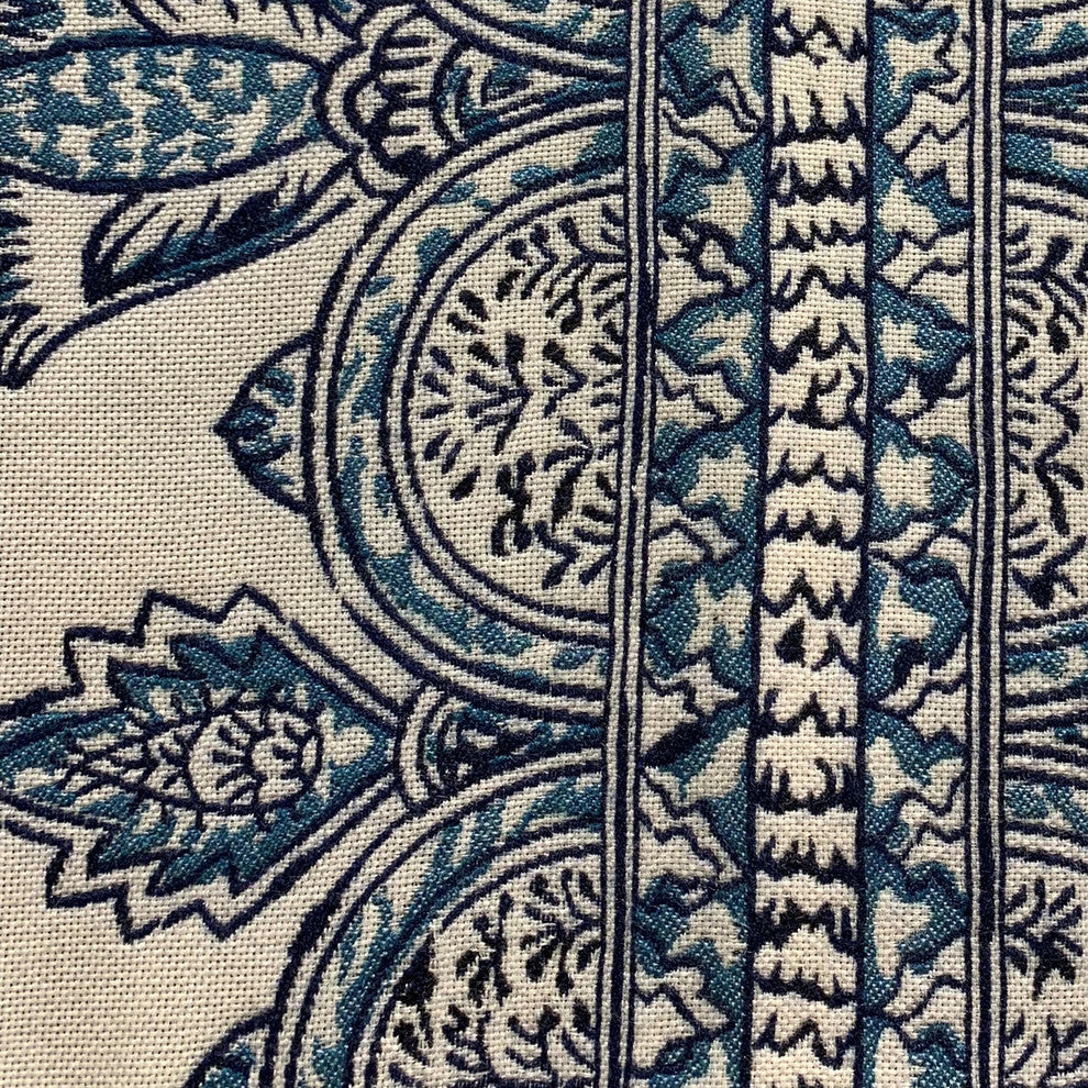 Aristocratic Floret White/ Blue Paisley Outdoor/Indoor Pillow, 20"x20"