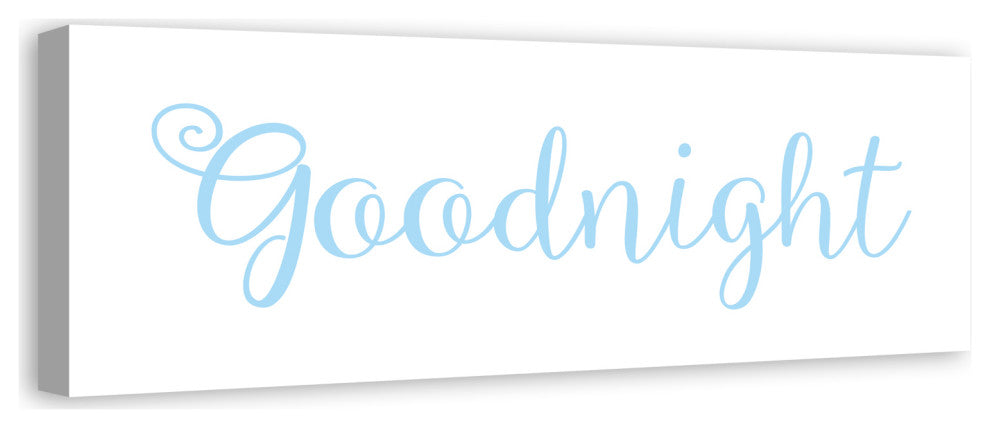 Goodnight 12"x36" Canvas Wall Art, Blue