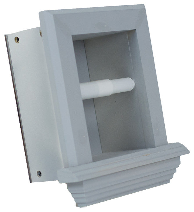 Tampa Recessed Solid Wood Toilet Paper Holder 7 x 8.5, Primed Gray
