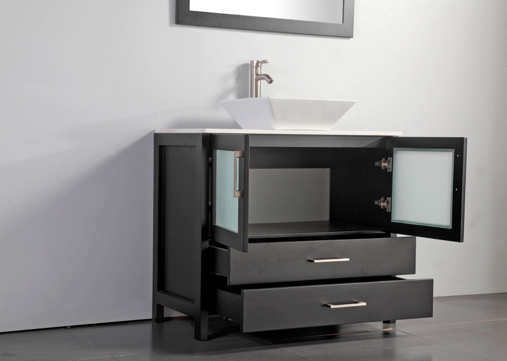 Vanity Art Vanity Set With Vessel Sink, Espresso, 48", Standard Mirror