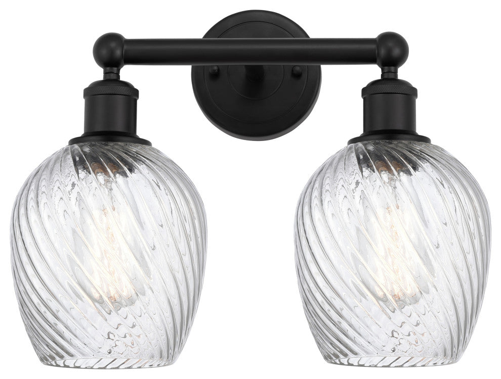 Innovations 616-2W-BK-G292 Salina 2 Light 14" Bath Vanity Light, Matte Black
