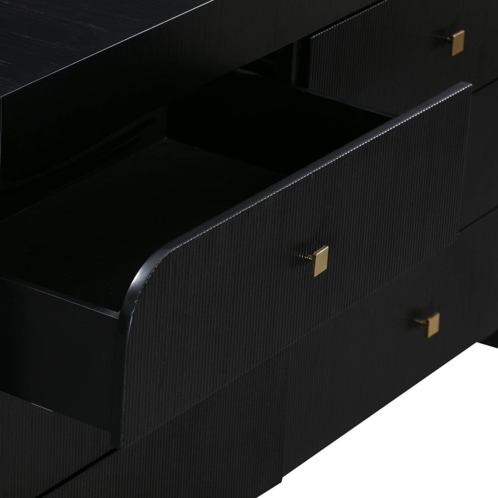 Hump 6 Drawer Dresser, Black