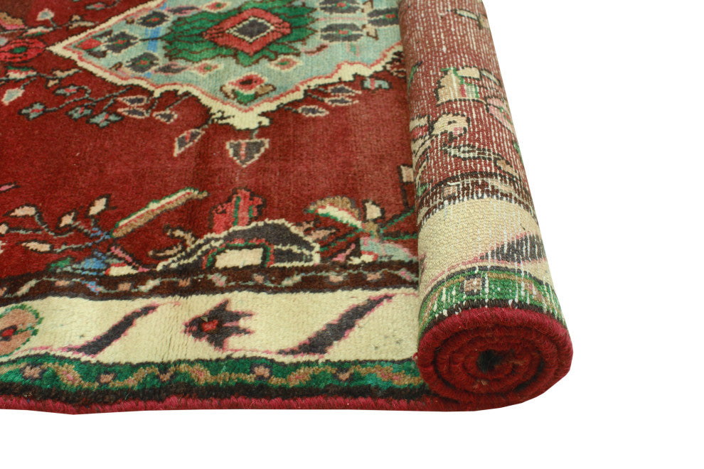 Fine Vintage Distressed Melisa Burgundy/Ivory Runner, 3'5 x 7'4