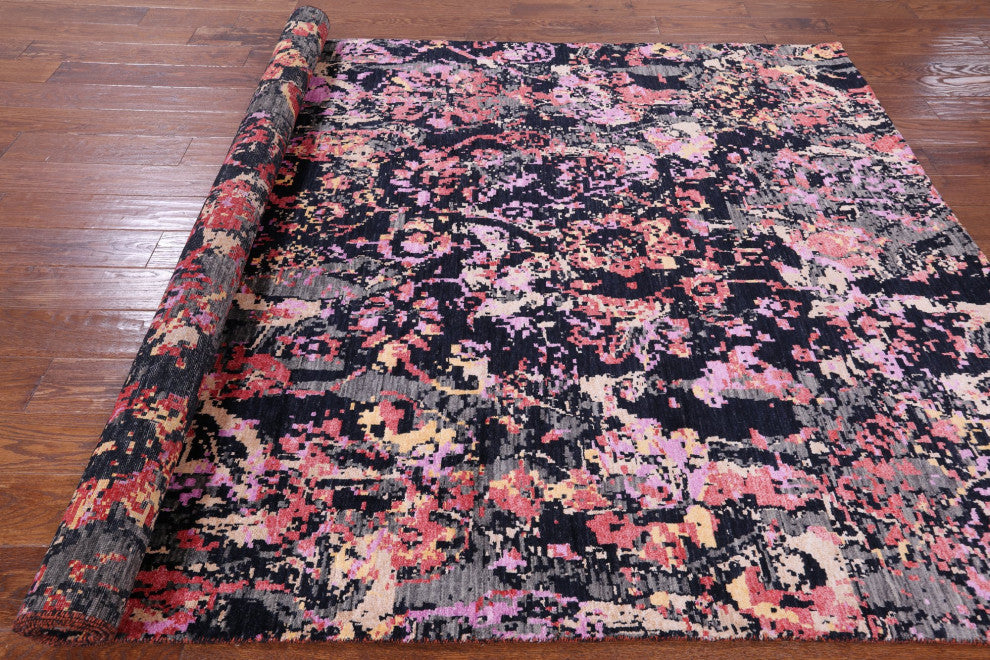 Handmade Modern Wool and Silk Rug 6' 2" X 9' 1" Q6850