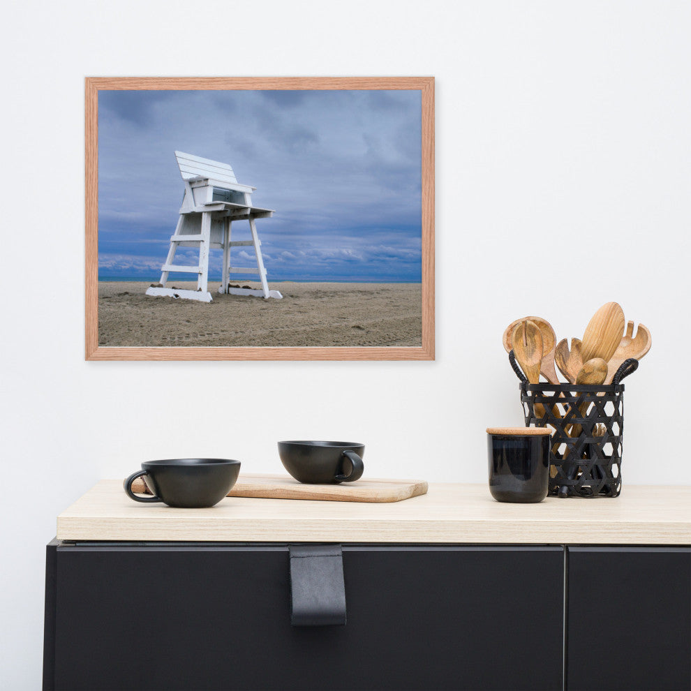 Approaching Storm Landscape Photo Paper Coastal Art Framed Wall Art Print, Red Oak, 16" X 20"