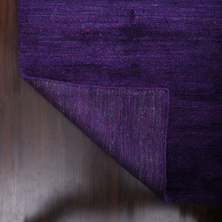 Hand Knotted Loom Silk Area Rug Solid Purple
