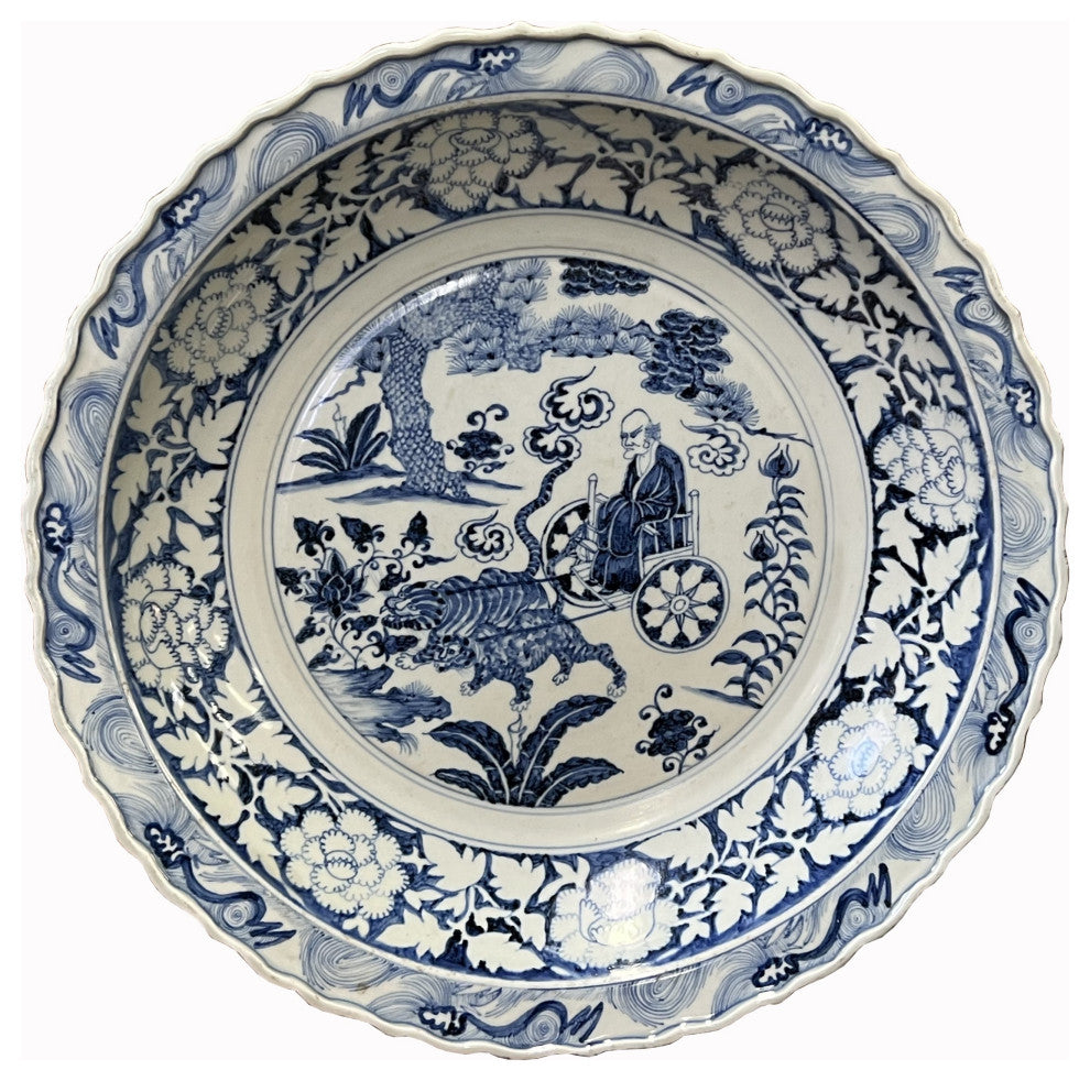 Chinese Blue and White Porcelain Oriental Scenery Display Charger Plate Hws2562