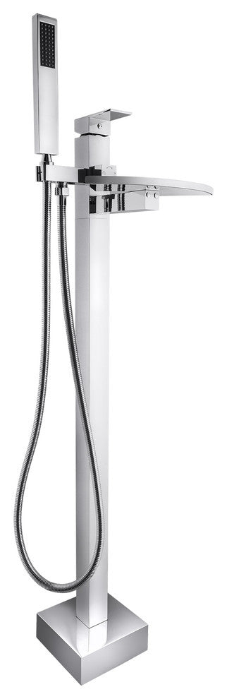 AKDY Freestanding Bathtub Waterfall Style Faucet, Floor Mount