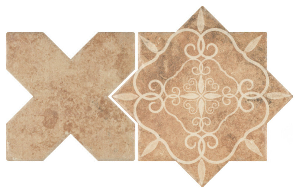 SomerTile Tech Land Star Fire Temple/Cross Fire 6" x 12-1/8" Floor and Wall Tile