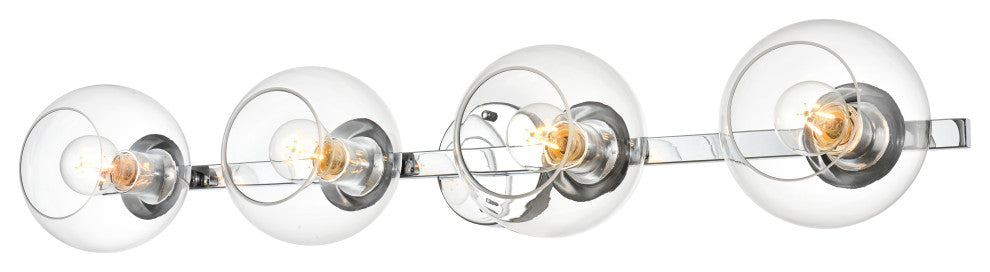 4 Light Chrome And Clear Bath Sconce
