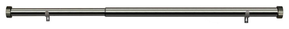 Linen Avenue End Cap Single Curtain Rod Set,66 to 120-Inch,Antique Silver