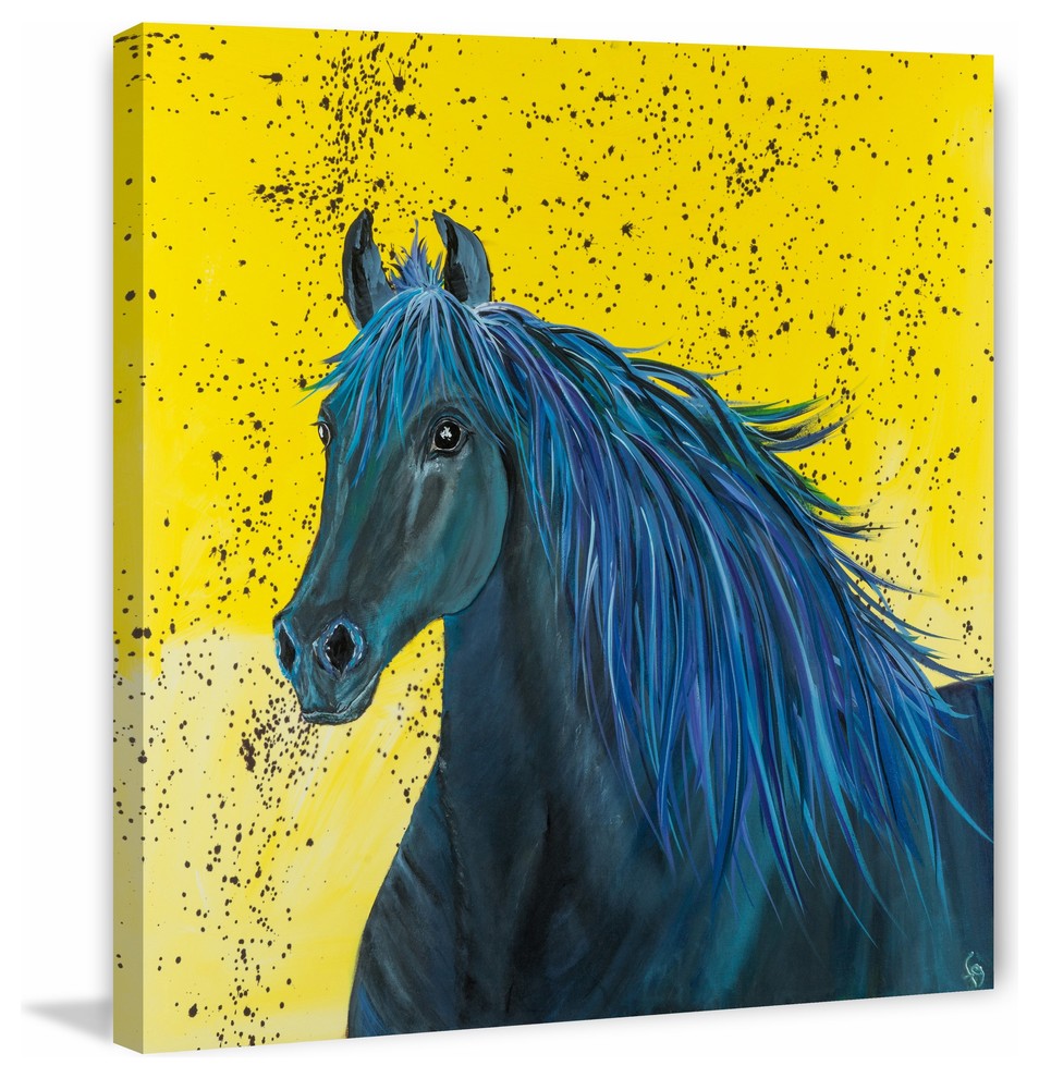 "Blu" Painting Print on Wrapped Canvas, 24"x24"