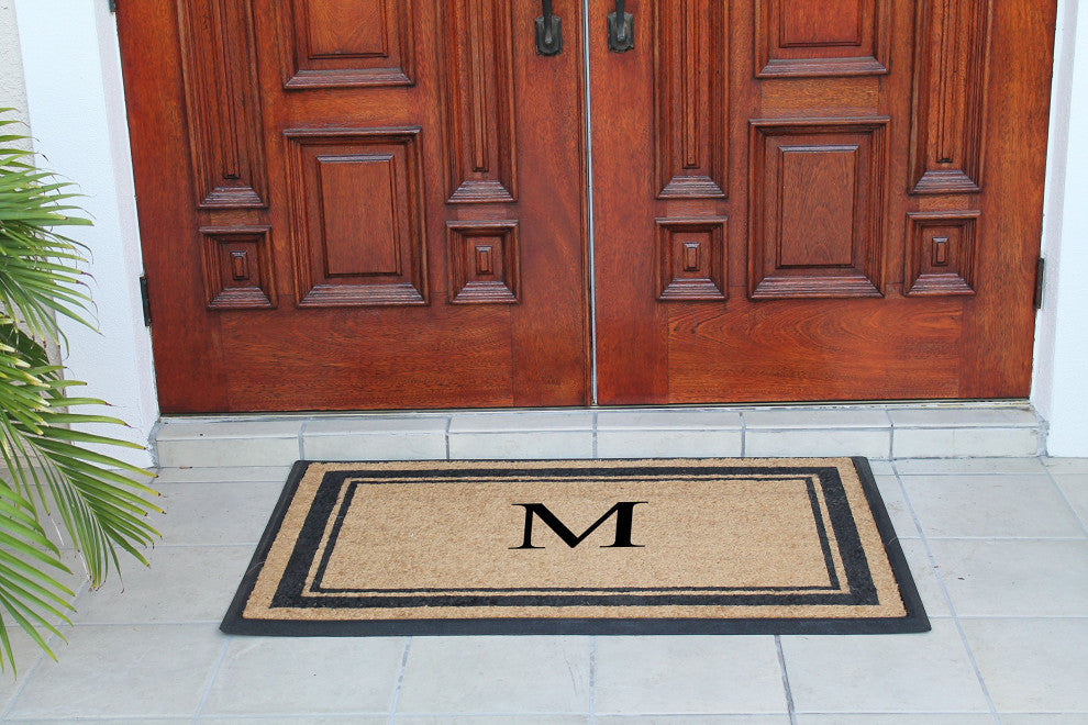 A1HC Markham Border Flocked Extra Large Monogrammed Doormat, 30"X48", M