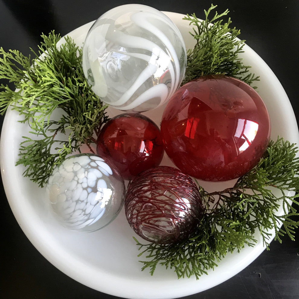 Sphere Set of 5, Ruby And White