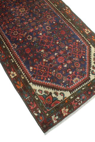 Fine Vintage Distressed Bettye Blue/Rust Runner, 3'3 x 12'8