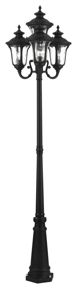 Textured Black Traditional, Victorian, Sculptural, Outdoor Post Light