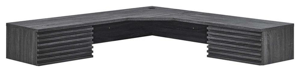 Modway Render Wall Mount Corner Modern Wood Office Desk in Charcoal