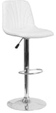 Estella Luxe Mid-Back White Vinyl Swivel Adjustable Barstool