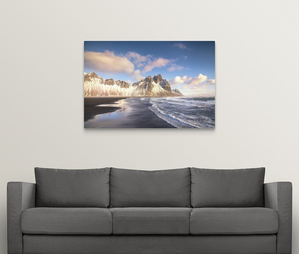 "Stokksnes Blue Sky" Wrapped Canvas Art Print, 48"x32"x1.5"