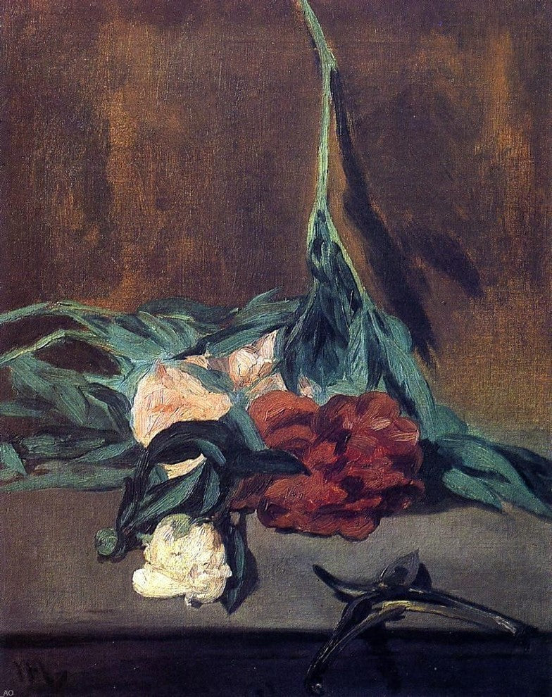 Edouard Manet Peony Stems and Pruning Shears, 20"x25" Wall Decal