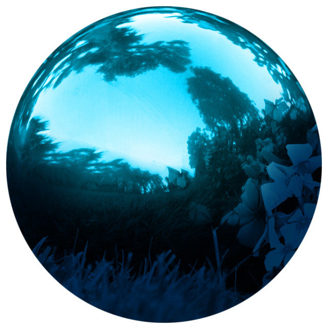 Gazing Mirror Ball, Stainless Steel, Blue, 10"