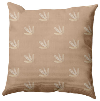 Feather Pattern Decorative Throw Pillow, Brown, 18"x18"