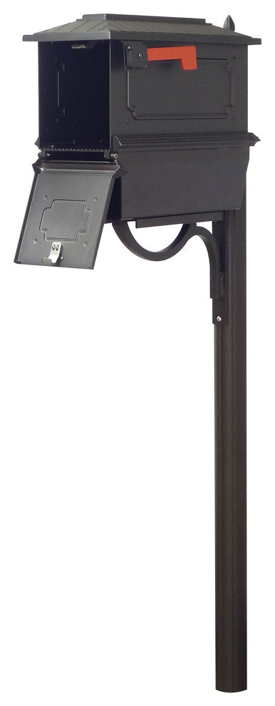 Kingston Curbside Mailbox With Newspaper Tube and Richland Mailbox Post